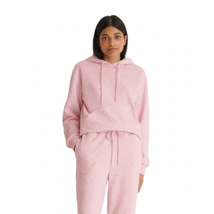 Sudadera con Capucha Tejida para Mujer, Color Sólido, Manga Larga, Informal, de Algodón para Otoño, con Bolsillos y Cordón Ajustable - Product Image 4
