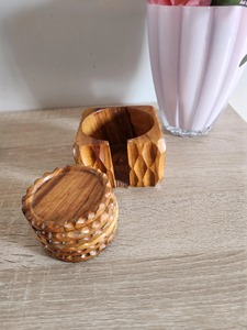 Sous-verre en bois à découper, design décoratif pour table, article de vaisselle en bois, sous-verre à thé fait maison - Product Image 2