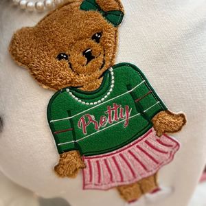 AKA Teddy <b>Bear</b> Cream Sweater Women Chenille Embroidery Graphic Premium Soft Knit <b>Cute</b> Stylish Casual Wear - Product Image 3