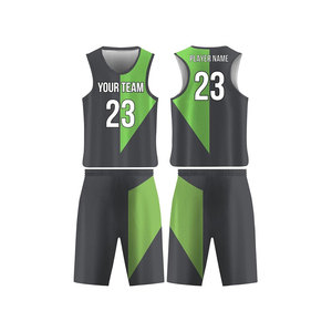 Ensemble de maillots de basket personnalisés noir et vert, impression par sublimation, unisexe adulte, séchage rapide, coupe athlétique, débardeur et short - Product Image 1