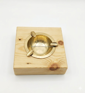 Cenicero Cuadrado de Bambú y Metal Clásico Personalizado para Oficina, Hogar, Mesa de Lujo - Product Image 6