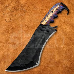 Cuchillo de Resina Pinecone Forward Bite con Recubrimiento de Polvo Negro, Acero D2, Espalda Recta, 5mm de Grosor, para Supervivencia y Tácticas de Bushcraft - Product Image 3