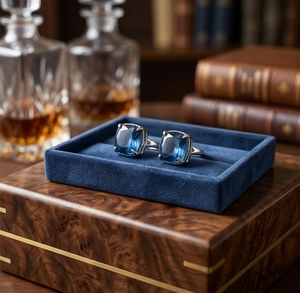 DIVYORO DEEP <b>BLUE</b> CUSHION <b>STUDS</b> - Product Image 2