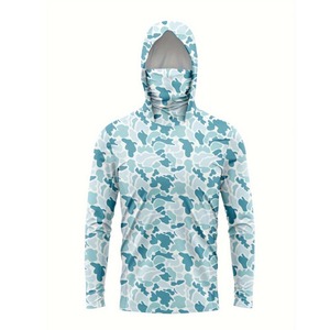 Camisa de Pesca Impermeable de Manga Larga para Hombre con Capucha, Protección UV UPF 50, Estampado con Logotipo Frontal, Sudadera de Poliéster - Product Image 5
