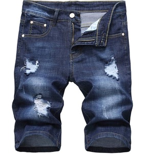 Shorts de Mezclilla para Hombre, Corte Regular, Cintura Alta, Transpirables, Lavado Claro, Verano/Invierno, Logotipo Personalizado, Desgastados - Product Image 1