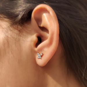 Pendientes de Mariposa con Diamantes de Corte Marquesa, Plata 925, Joyería Clásica para Uso Diario de Mujer - Product Image 3