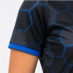 Polo Personalizado para Mujer, Diseño Hexagonal Negro y Azul, Secado Rápido, Transpirable, Manga Corta, Uniforme de Golf, WPS-0778 - Product Image 6