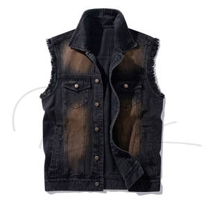 เสื้อแจ็คเก็ตยีนส์แขนกุดสำหรับผู้ชาย ทรงสลิมฟิต สไตล์วินเทจ ลำลอง ขาดๆ เซอร์ๆ สำหรับฤดูร้อน - Product Image 1