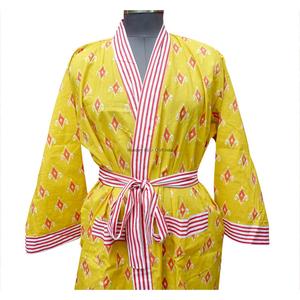 Bata de Baño de Manga Larga 100% Algodón con Estampado Floral para Mujer, con Cierre de Cinturón, Personalizable, Ropa de Dormir Informal Tipo Kimono - Product Image 3