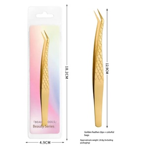 Pince à épiler en acier inoxydable avec logo personnalisé, pointe en fibre pour extensions de cils, antistatique, outil durable pour les cils - Product Image 2