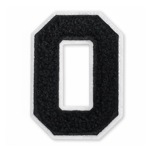 Patch thermocollant personnalisé lettre O noir en chenille brodée, applique en forme d'alphabet, décoration textile, cadeau - Product Image 1