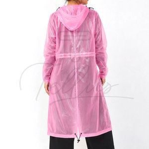 เสื้อกันฝนพลาสติกใสสำหรับผู้ใหญ่ ขายส่ง แฟชั่นเสื้อกันฝนยาวแบบใสสำหรับผู้หญิง มีฮู้ด - Product Image 2