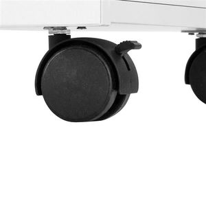 Tavolo da Manicure Moderno Bianco Portatile con 2 Cassetti, 1 Anta, Maniglia in Ceramica, Cuscino per Mani, Design Quadrato Unilaterale in Legno e Metallo - Product Image 2