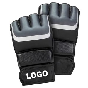 Custom Logo Yellow PU Leather MMA Gloves Grappling Mitts Professional Martial Arts Sparring Punching Training <b>Open</b> Palm - Product Image 2