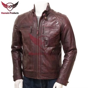 Chaqueta de Cuero Marrón Auténtico para Hombre, Corte Ajustado, Estilo Motero, Cafe Racer, de Piel Vacuna, con Hombros Acolchados, Vintage, Clásica y Personalizada - Product Image 5