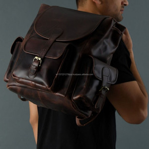 มาใหม่ล่าสุดจริงวินเทจสีน้ําตาลCrunchหนังOversizeกระเป๋าเป้สะพายหลังUnisex Hipsterแล็ปท็อปสบายๆกระเป๋าเดินทาง - Product Image 2