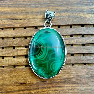 Pendentif malachite en argent sterling 925 fait à la main plaqué or bijoux de déclaration cadeau de pierres précieuses pour elle - Product Image 5