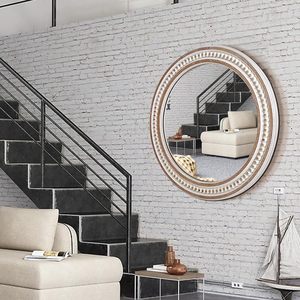 Luxury Wooden Circle Bathroom <b>Wall</b> <b>Mirror</b> <b>Round</b> Vanity <b>Mirror</b> for Over Sink Decorative Rustic Farmhouse <b>Mirror</b> for Entryway - Product Image 4