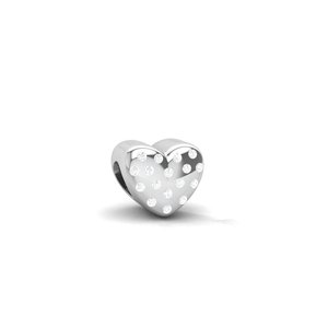 Charme en argent 925 en forme de cœur avec pavé de cristaux ronds, pendentif mignon pour un usage quotidien, bijou unisexe fabriqué à partir d'argent recyclé - Product Image 1