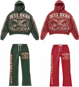 Conjunto de Sudadera y Pantalones Deportivos Personalizados de Doble Cintura con Pedrería, Sudadera con Capucha y Pantalones Anchos, Estilo Holgado para Hombre - Product Image 1