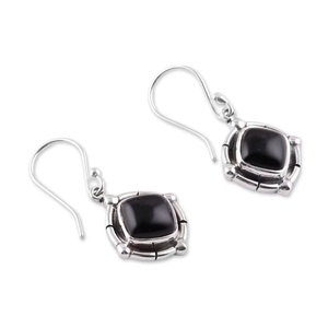 Boucles d'oreilles pendantes en argent sterling 925 faites à la main avec pierre précieuse onyx noir, bijoux élégants vintage, fournisseur en gros - Product Image 3