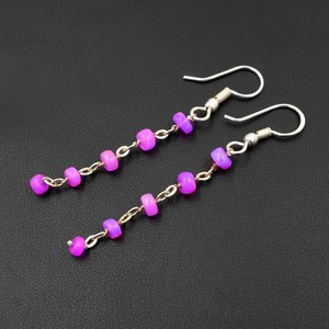 Natural Pink Ethiopian Welo <b>Opal</b> Beaded <b>Earrings</b>, 925 Silver , Natural Rainbow Gemstone - Product Image 3
