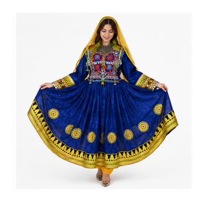 High Quality Tribal Traditional Afghan Kuchi Sequined Lace Zippers Button Embroidered Vintage Knee Length Afghan Kuchi Dress - Product Image 1