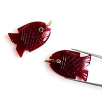 Pendentif Poisson en Rubis AAA, Collier en Argent 925 Fait Main avec Breloque Poisson en Pierre Précieuse, Bijou en Cristal de Guérison Sculpté à la Main, Fournisseur en Gros