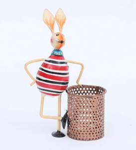 Support de stylos Lapin de Pâques en fer peint à la main, coloré, au design élégant, idéal pour l'organisation de bureau et la maison, vente en gros - Product Image 2