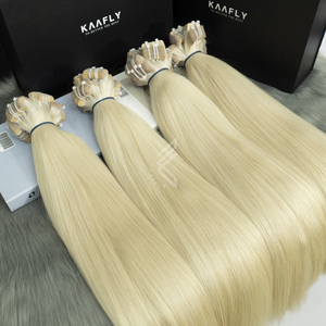 Vente en gros d'extensions de cheveux humains vierges 100% durables blondes trame vietnamienne brute style Fumi droit teint blanchi - Product Image 1