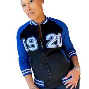 Chaqueta Universitaria Negra de Felpa Zeta Phi Beta 1920 con Bordado de Letras Griegas, Chaqueta Bomber para Mujer, Prenda de Alta Calidad - Product Image 6