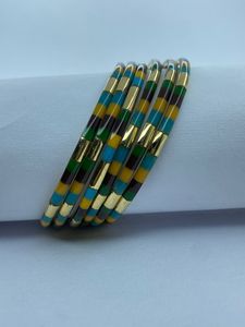 Brazalete Geométrico de Acrílico Chapado en Oro, Pulsera Abierta de Latón con Resina Acética Irregular para Mujer - Product Image 5