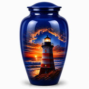 Autocollant commémoratif de luxe en émail bleu clair pour urne funéraire, pour cendres humaines - Product Image 1