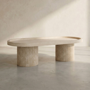 Minimalist Traditional Antique Oval Metal <b>Coffee</b> <b>Table</b> Cylindrical <b>Legs</b> Eco-Friendly Durable Handmade Living Room Furniture - Product Image 6