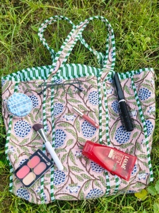 Bolso Tote de Algodón Acolchado de Color Sólido, Hecho a Mano, Ligero, Ecológico, Reutilizable, para Compras y Viajes, Estilo Vintage, Abierto, para Mujer - Product Image 5