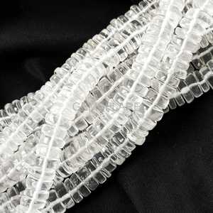 Cuentas de cuarzo cristalino Heishi de 7MM-8MM, cuentas de cuarzo cristalino transparente liso, hilo de cuentas de piedras preciosas sueltas para la fabricación de joyería. - Product Image 4
