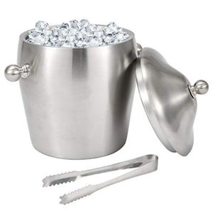 Seau à glace isotherme à double paroi en acier inoxydable de qualité supérieure avec couvercle et poignée pour fêtes, bars et cocktails à prix réduit - Product Image 1