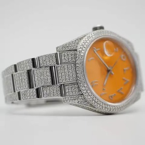 Reloj Clásico de Alta Calidad con Diamantes Moissanite en Tono Blanco y Amarillo, Totalmente Cubierto de Piedras, Estilo Hip Hop, Movimiento Automático VVS, Acero Inoxidable de Lujo - Product Image 3