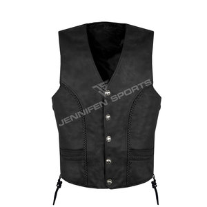 Nouvelle mode décontractée pour hommes, gilet de motard en cuir de haute qualité, coupe-vent, grande taille, style heavy metal rocker, fermeture éclair, personnalisable - Product Image 1