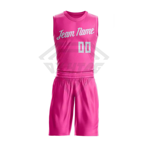 Custom Sublimated <b>Pink</b> Basketball Jersey Set Mens Reversible Sports Uniform Sleeveless Team Training Activewear Apparel - Product Image 1