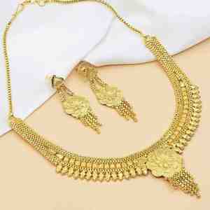 Collares de Moda para Mujer, Cadena Corta con Patrón de Flores, Chapado en Oro de 14K, 18K y 24K, Estilo Tradicional para Bodas, Venta al Por Mayor - Product Image 5
