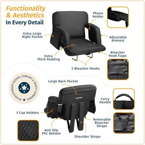 Premium <b>Reclining</b> Bleacher <b>Chair</b> with Back Support for Stadium Seating - Product Image 3