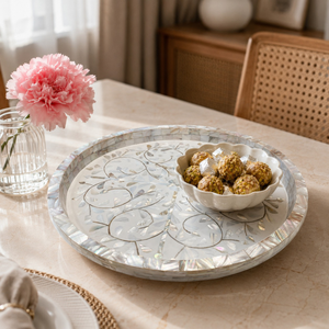 Luxury Mother of Pearl Serving Tray | Handmade Wood Craft Ramadan <b>Eid</b> Decor Tray | Arabic Home Kitchen Decorative <b>Gift</b> Tray - Product Image 4