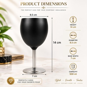 Coupe à vin élégante en métal, gobelet à pied en acier inoxydable stylé - Product Image 3