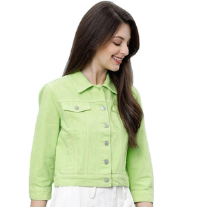 Chaquetas Vaqueras Cortas de Mezclilla para Mujer, Hechas a Medida, de Alta Calidad, Nuevo Diseño, Ropa de Invierno, con Procesamiento de Tejido de Punto - Product Image 1
