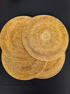 <b>Round</b> Handmade Bamboo Placemat Bohemian Style Natural Weave 450mm Diameter <b>Mats</b> & Pads - Product Image 2