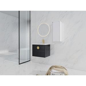 Mobile Bagno Sospeso da 24 Pollici con Lavabo in Ceramica e Ante a Chiusura Ammortizzata 00112WH 06324BCT Combinazione Armadietto (KD) - Product Image 4