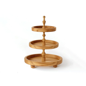 Eco-Friendly Bamboo 3 Tier Round Cake And Dessert Stand Wooden Serving Tray For Parties Weddings And Home Decor Wholesale Price - Product Image 6