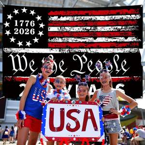 Probsin Grande bannière patriotique USA 250e anniversaire 60'' x 90'' 1776-2026, avec le slogan 'Nous, le peuple', drapeau américain, à suspendre pour fêtes - Product Image 1