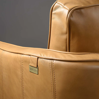 Canapé Chesterfield de luxe à une place en cuir véritable, fauteuil capitonné avec accoudoirs roulés, structure en bois massif, design moderne rectangulaire pour la maison ou le bureau